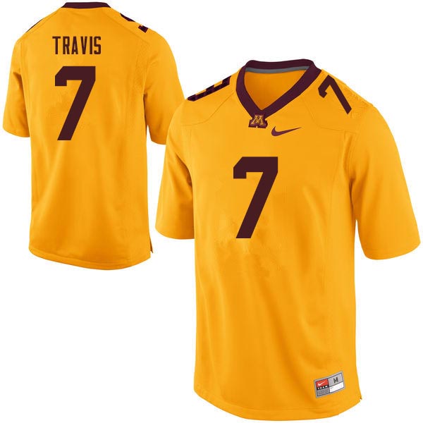 Men #7 Damarius Travis Minnesota Golden Gophers College Football Jerseys Sale-Gold